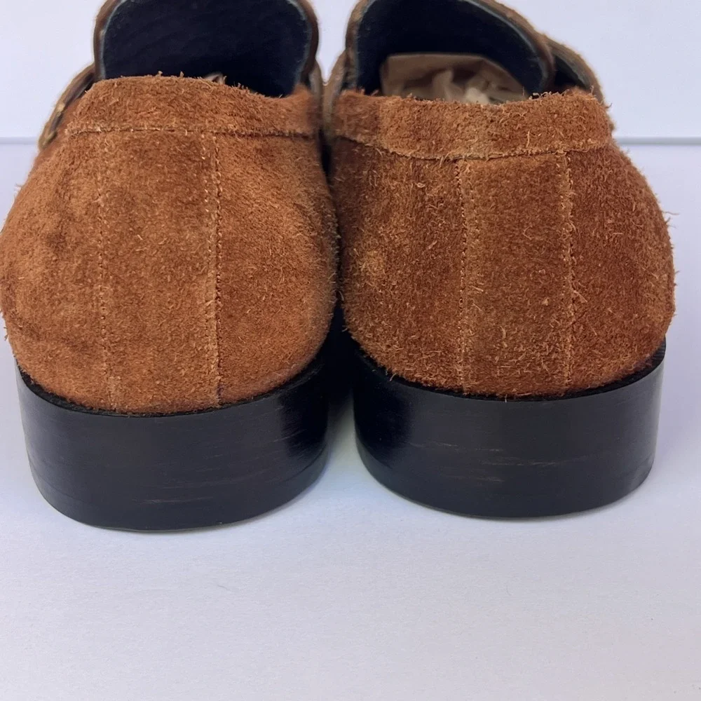 VTG Italian Suede Penny Loafers Mens 43 US 10 Brown Shaggy Handmade Nardi